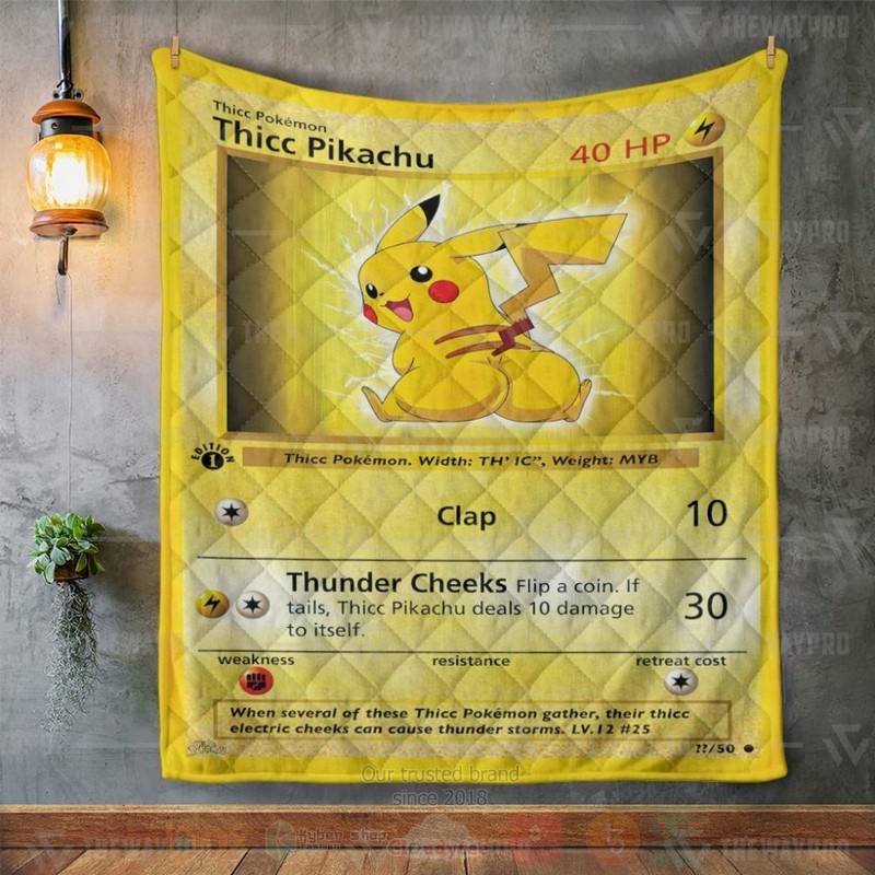BEST Anime Pokemon Thicc Pikachu Quilted Fabric 3 Anime Pokemon Thicc Pikachu Custom Quilt 1 2