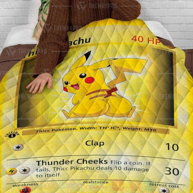 BEST Anime Pokemon Thicc Pikachu Quilted Fabric 4 Anime Pokemon Thicc Pikachu Custom Quilt 1 2 3