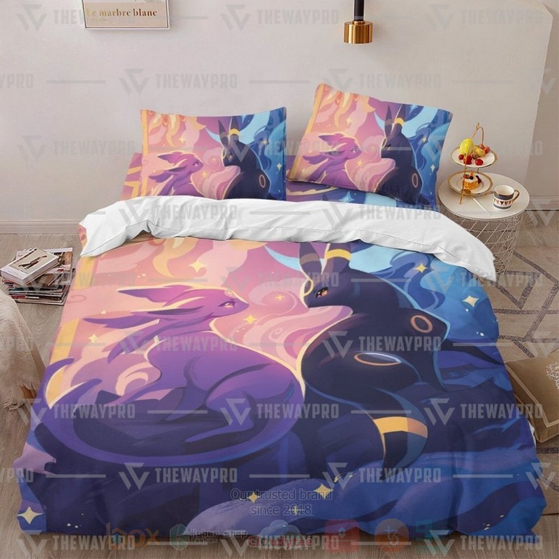 Anime Pokemon Umbreon and Espeon Custom Bedding Set