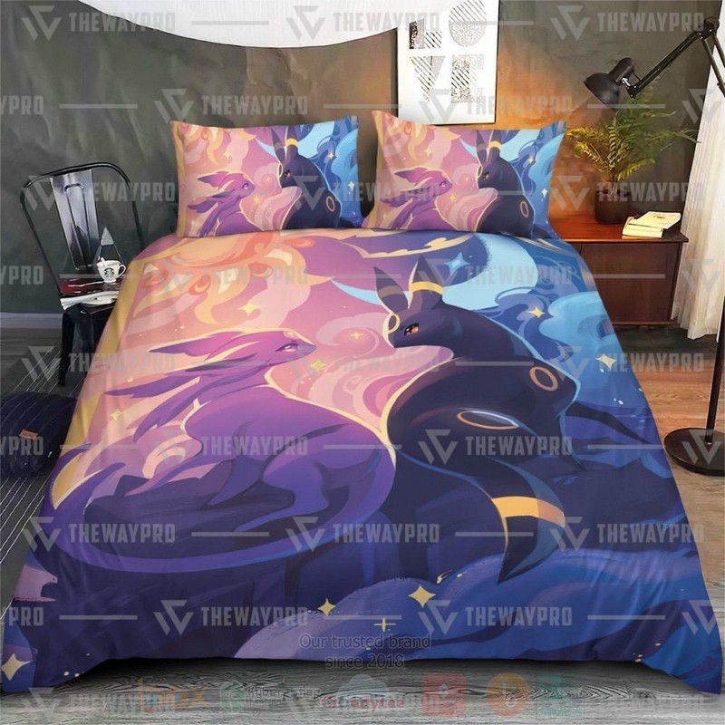 Anime Pokemon Umbreon and Espeon Custom Bedding Set 1