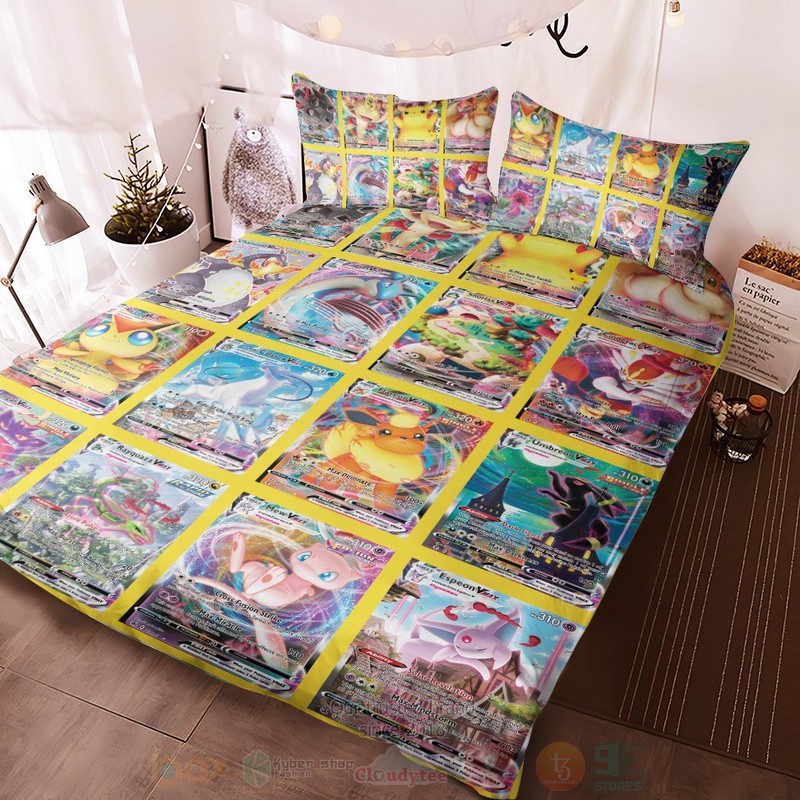 BEST Anime Pokemon VMAX Cards Custom Duvet Cover Bed Sets 3 Anime Pokemon VMAX Cards Custom Custom Bedding Set 1 2