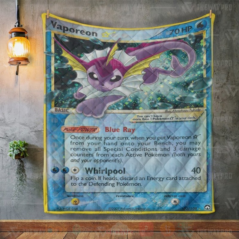 Anime Pokemon Vaporeon Gold Star Custom Quilt 1