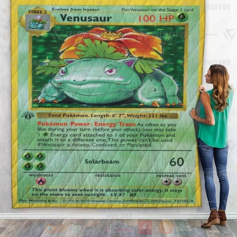 Anime Pokemon Venusaur Card Custom Custom Quilt