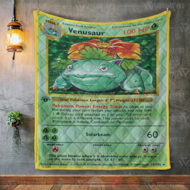 Anime Pokemon Venusaur Card Custom Custom Quilt 1