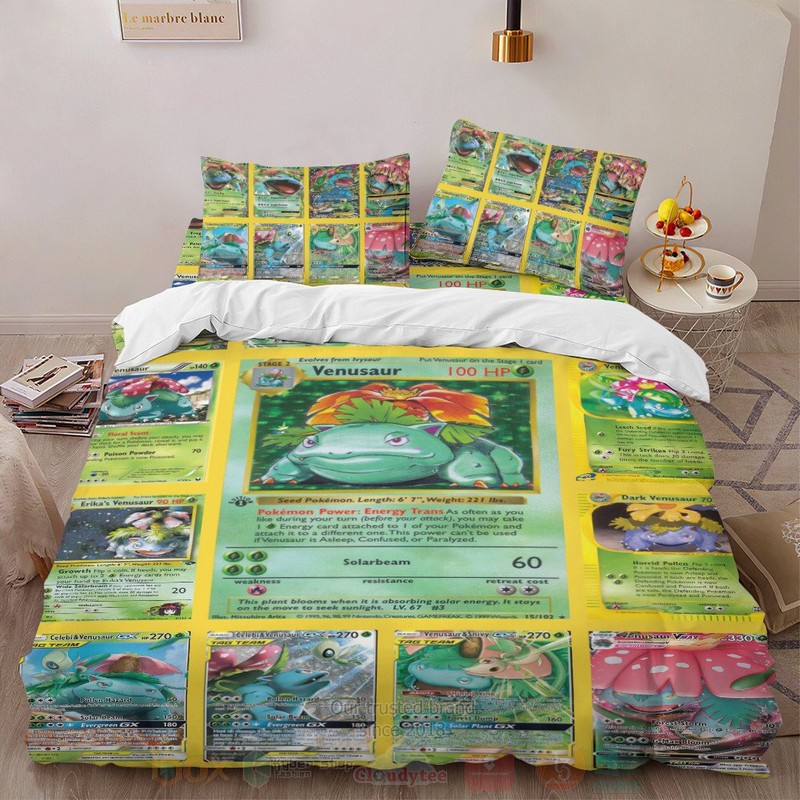 Anime Pokemon Venusaur Cards Custom Bedding Set