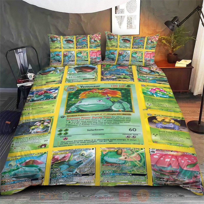 Anime Pokemon Venusaur Cards Custom Bedding Set 1