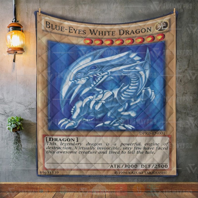 Anime YGO Blue Eyes White Dragon Card Custom Quilt 1