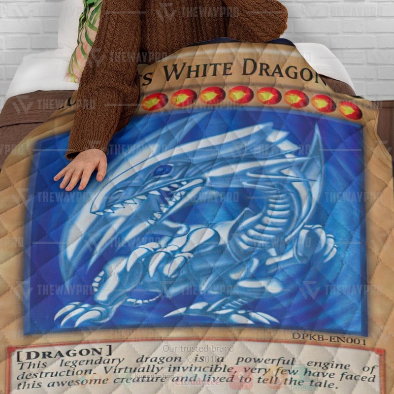 BEST Anime YGO Blue Eyes White Dragon Card Quilted Fabric 4 Anime YGO Blue Eyes White Dragon Card Custom Quilt 1 2 3