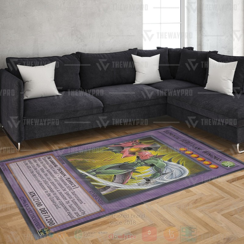 Anime YGO Elemental Hero Flame Wingman Custom Rug 1