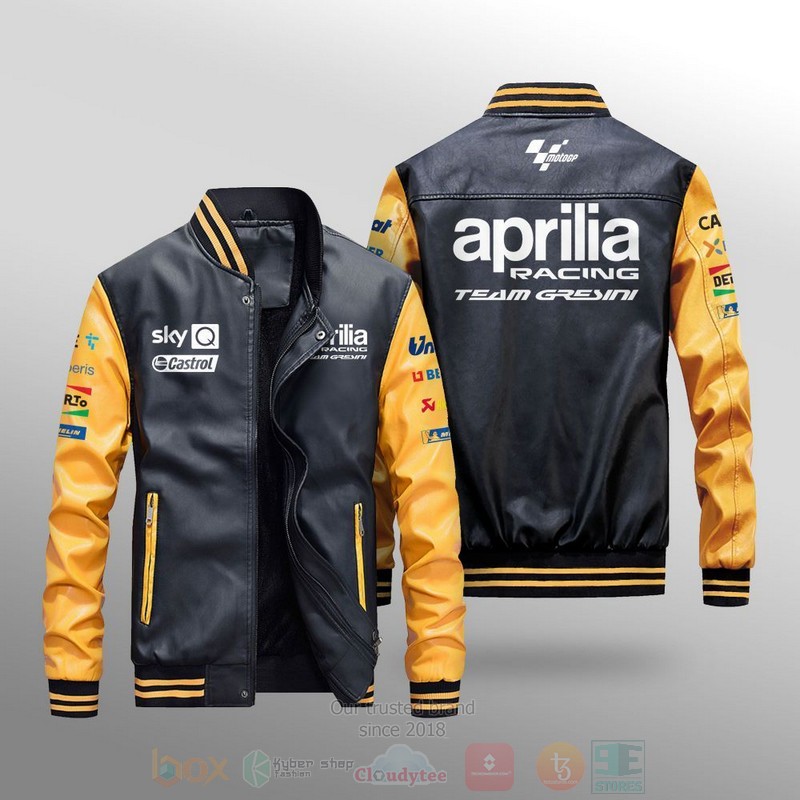 BEST Aprilia Racing Motogp Team Gresini Leather Bomber Jackets 3 Aprilia Racing Motogp Team Gresini Leather Bomber Jacket 1 2