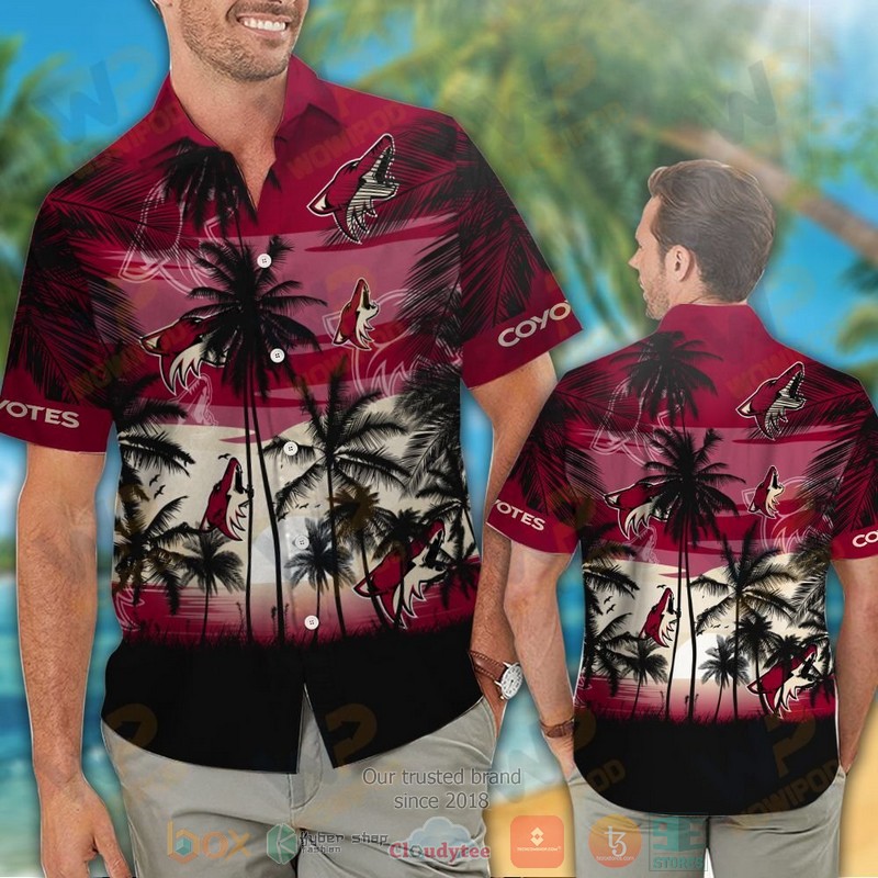 HOT Arizona Coyotes Hawaiian Shirt and shorts 2 Arizona Coyotes Hawaiian Shirt and shorts 1