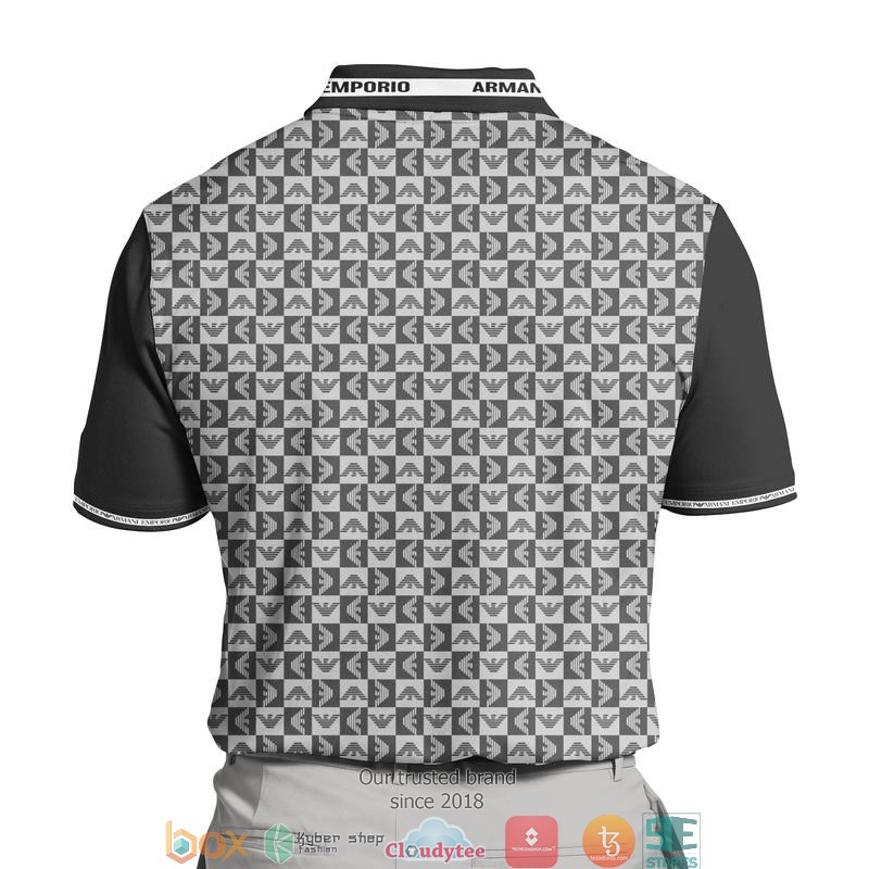 Armani logo caro pattern black Polo Shirt 2 Armani logo caro pattern black Polo Shirt 1