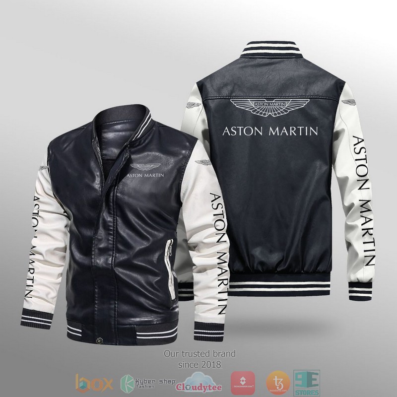 Aston Martin Car Brand Leather Bomber Jacket
