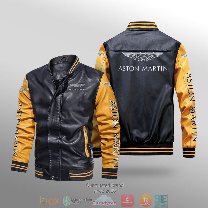 Aston Martin Car Brand Leather Bomber Jacket 3 Aston Martin Car Brand Leather Bomber Jacket 1 2