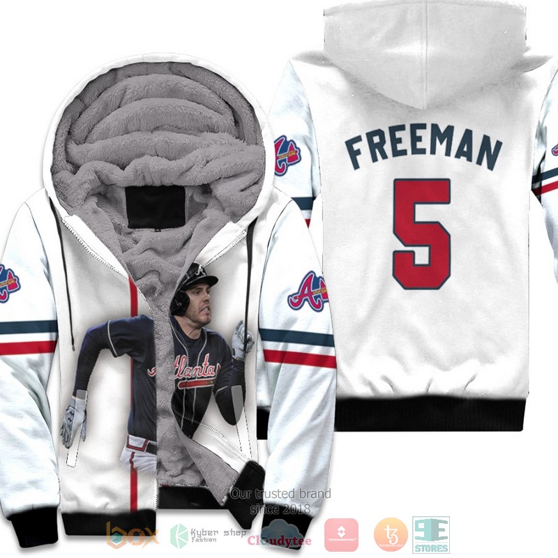 BEST Atlanta Braves Freddie Freeman 5 MLB White 3D fleece hoodie 3 Atlanta Braves Freddie Freeman 5 MLB White fleece hoodie