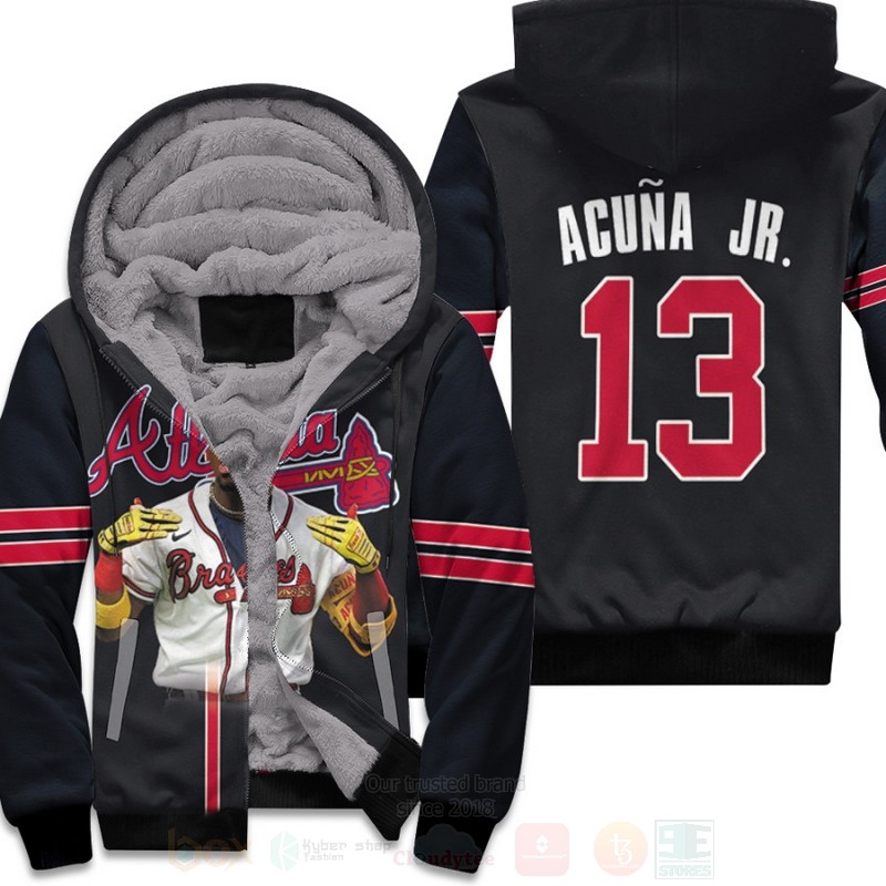 Atlanta Braves Ronald Acuna Jr 13 MLB 2019 Black 3D Fleece Hoodie