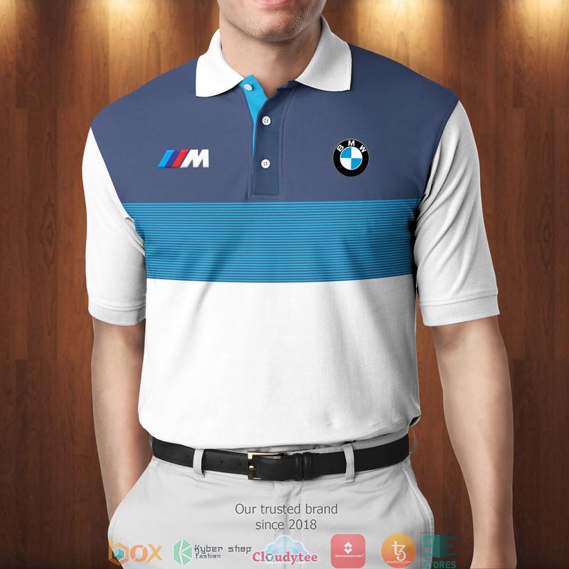 BMW White Navy Polo Shirt