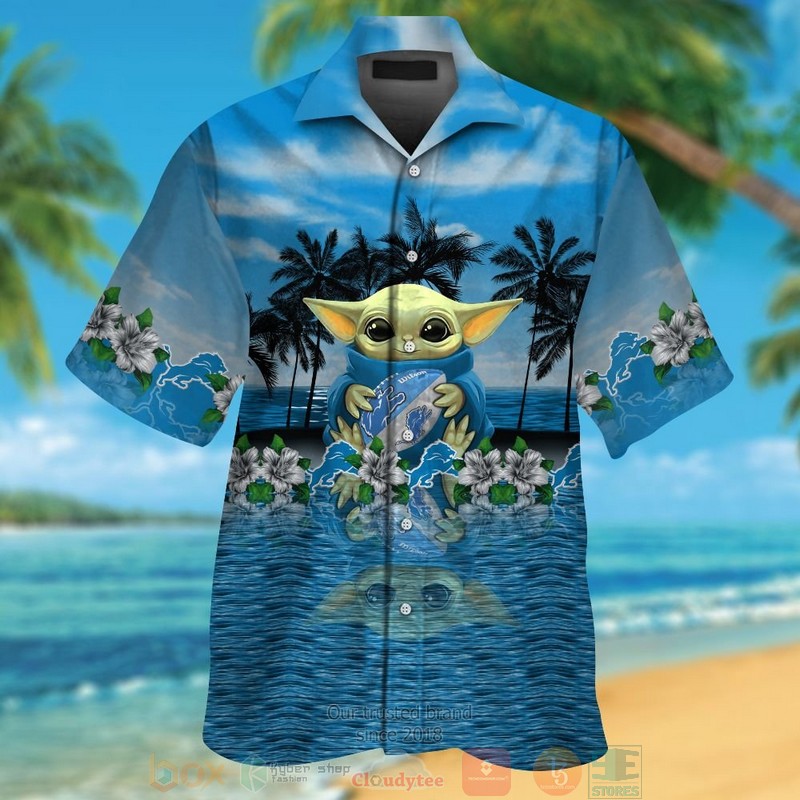Baby Yoda Detroit Lions hawaiian shirt and shorts