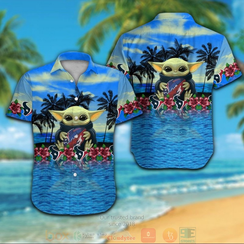Baby Yoda hug Houston Texans hawaiian shirt