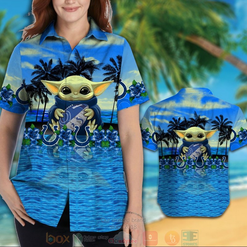 HOT Baby Yoda hug Indianapolis Colts hawaiian shirt 3 Baby Yoda hug Indianapolis Colts hawaiian shirt 1 2