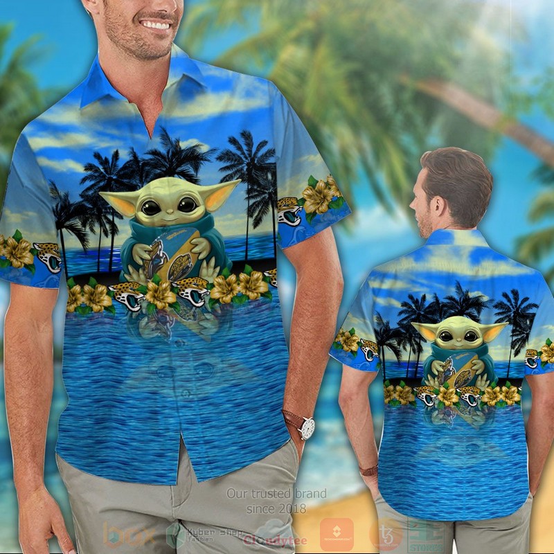 HOT Baby Yoda hug Jacksonville Jaguars hawaiian shirt 2 Baby Yoda hug Jacksonville Jaguars hawaiian shirt 1