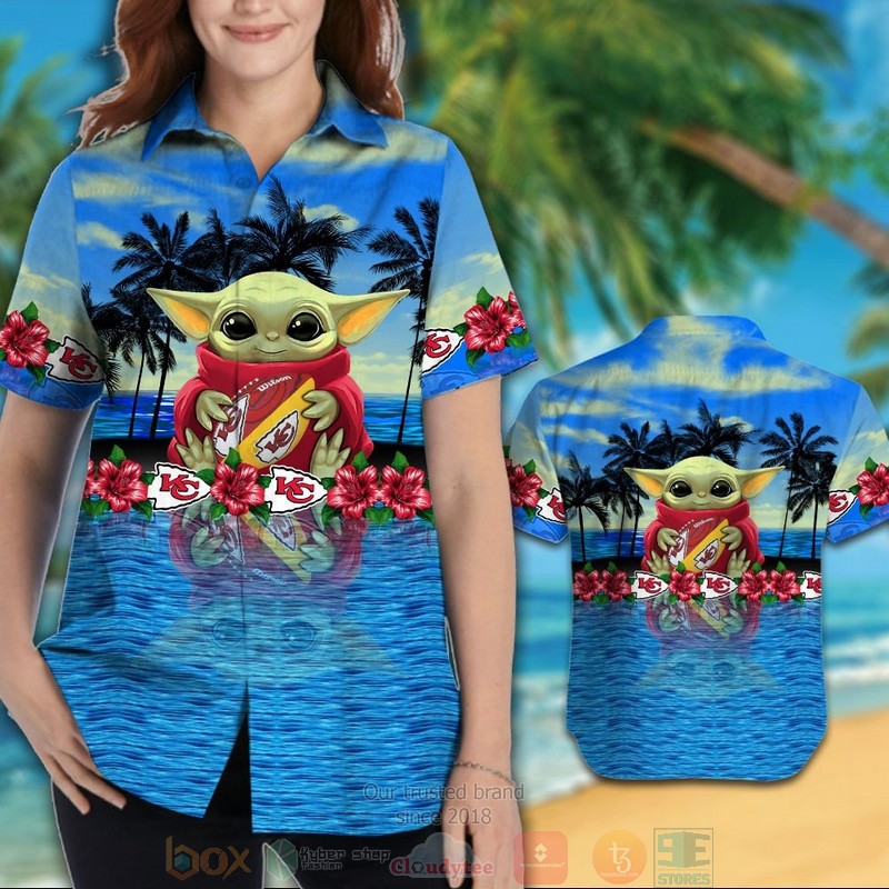 HOT Baby Yoda hug Kansas City Chiefs hawaiian shirt 3 Baby Yoda hug Kansas City Chiefs hawaiian shirt 1 2