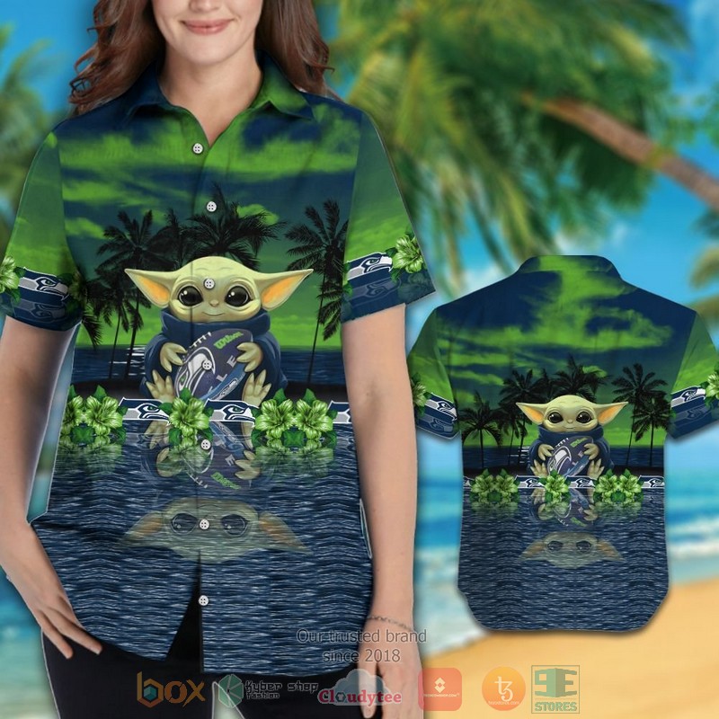 HOT Baby Yoda hug Seattle Seahawks hawaiian shirt and shorts 3 Baby Yoda hug Seattle Seahawks hawaiian shirt and shorts 1 2