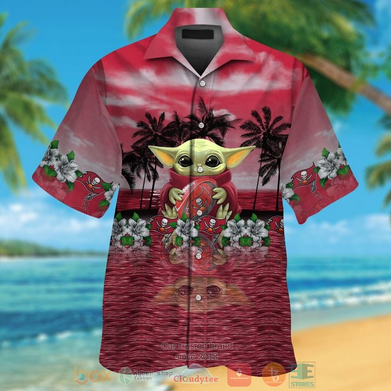 HOT Baby Yoda hug Tampa Bay Buccaneers hawaiian shirt and shorts 13 Baby Yoda hug Tampa Bay Buccaneers hawaiian shirt and shorts