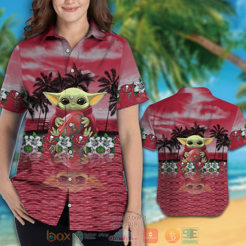 HOT Baby Yoda hug Tampa Bay Buccaneers hawaiian shirt and shorts 3 Baby Yoda hug Tampa Bay Buccaneers hawaiian shirt and shorts 1 2