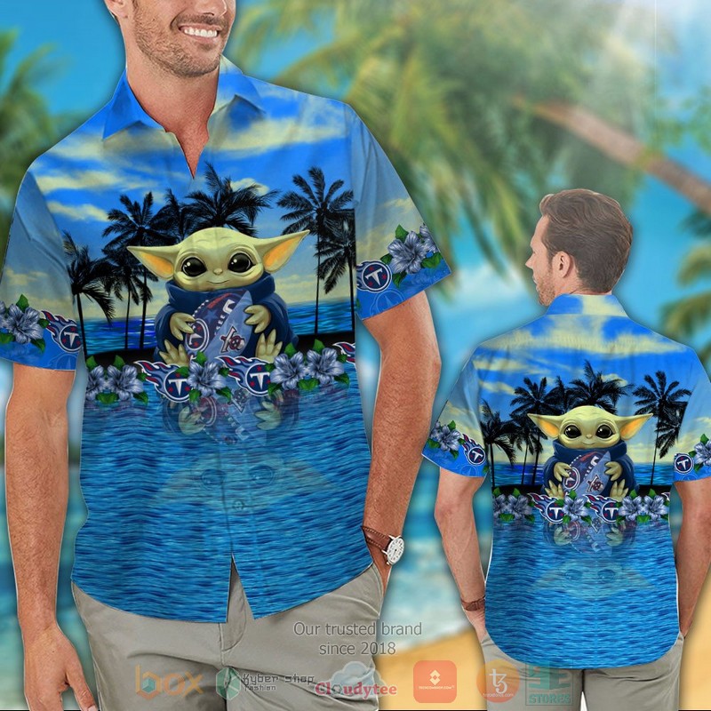HOT Baby Yoda hug Tennessee Titans hawaiian shirt 2 Baby Yoda hug Tennessee Titans hawaiian shirt 1
