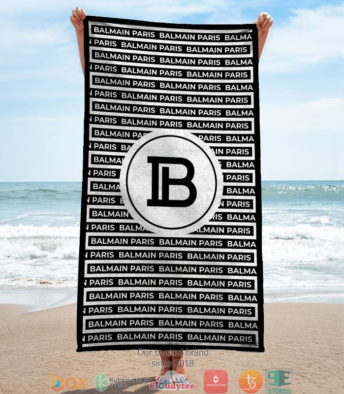 Balmain Paris B Black and White Beach Towel
