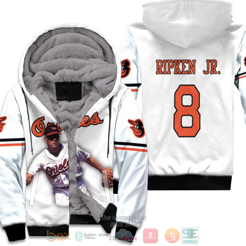 Baltimore Orioles Cal Ripken Jr 8 MLB White fleece hoodie