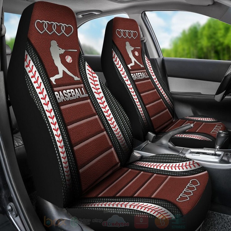 BEST Baseball and Heart 3D Car Seat Covers 2 Baseball and Heart Car Seat Covers 1