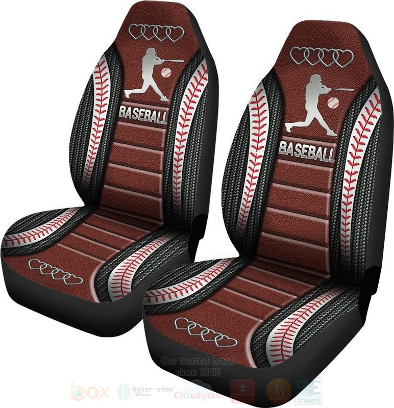 BEST Baseball and Heart 3D Car Seat Covers 3 Baseball and Heart Car Seat Covers 1 2