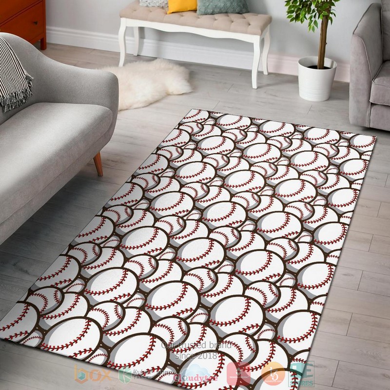 Baseball pattern white Rug
