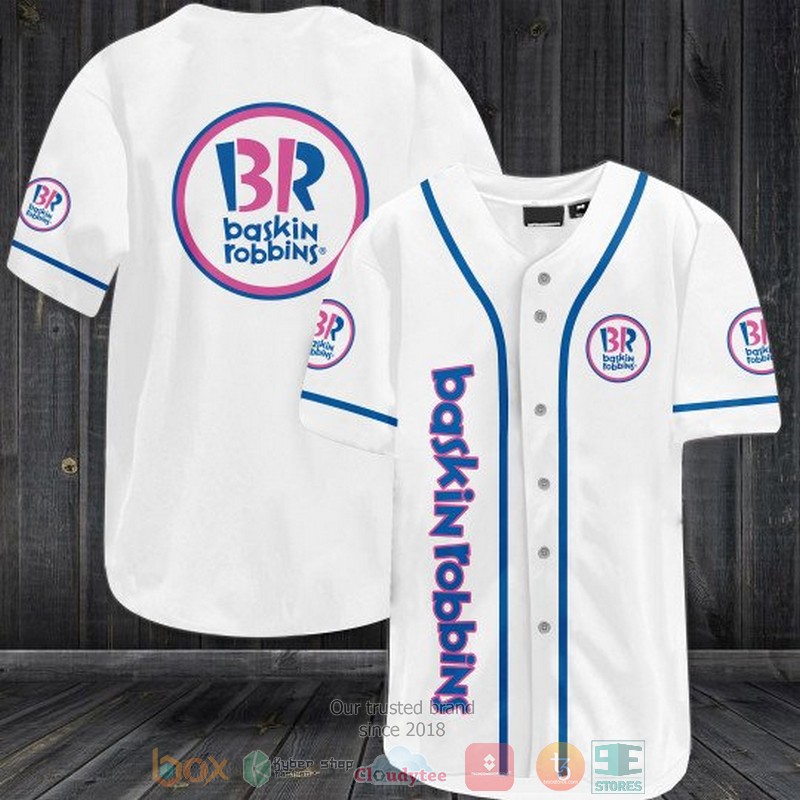 Baskin Robbins white baseball jersey