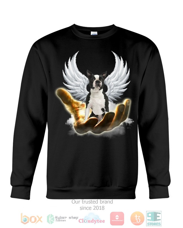 Black Boston Terrier Golden Hand Heaven Wings 2D shirt hoodie 1 2 3 4 5 6 7 8 9 10