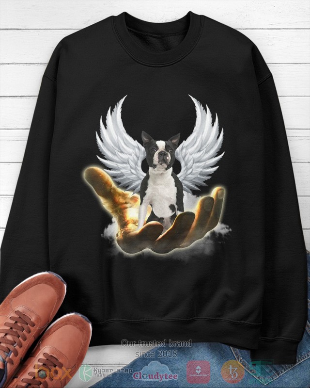 Black Boston Terrier Golden Hand Heaven Wings 2D shirt hoodie 1 2 3 4 5 6 7 8 9 10 11 12