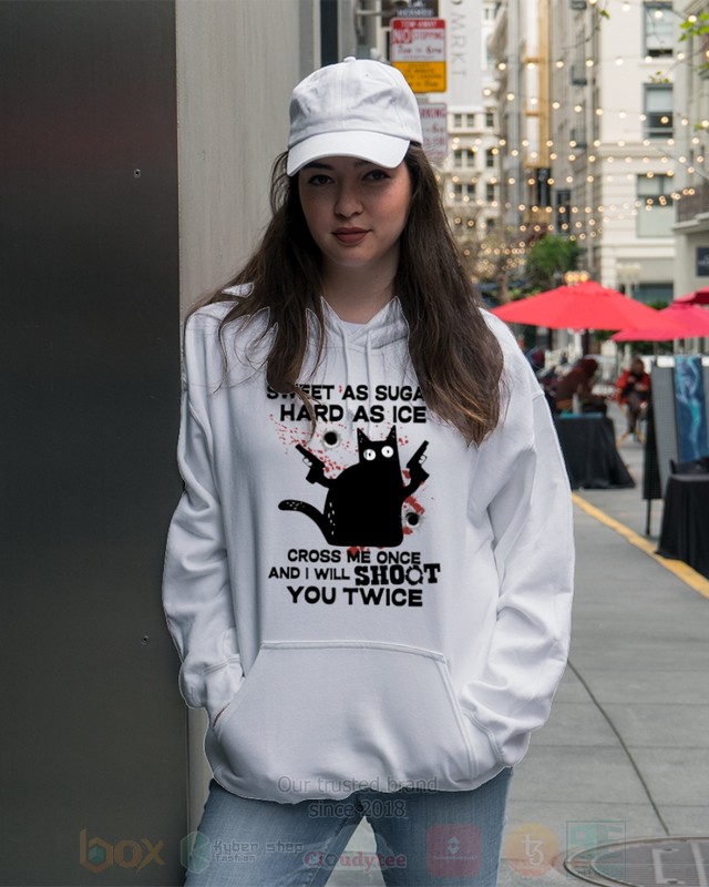 BEST Black Cat and Gun Sweet As Sugar Hard As Ice Unisex Hoodie, 2D Shirt 3 Black Cat and Gun Sweet As Sugar Hard As Ice 2D Hoodie Shirt 1 2