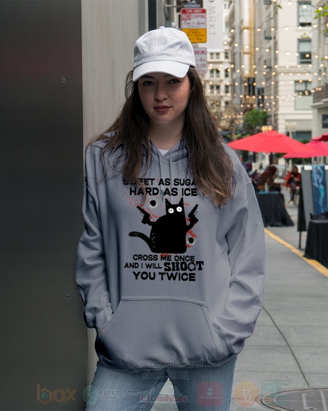 BEST Black Cat and Gun Sweet As Sugar Hard As Ice Unisex Hoodie, 2D Shirt 4 Black Cat and Gun Sweet As Sugar Hard As Ice 2D Hoodie Shirt 1 2 3