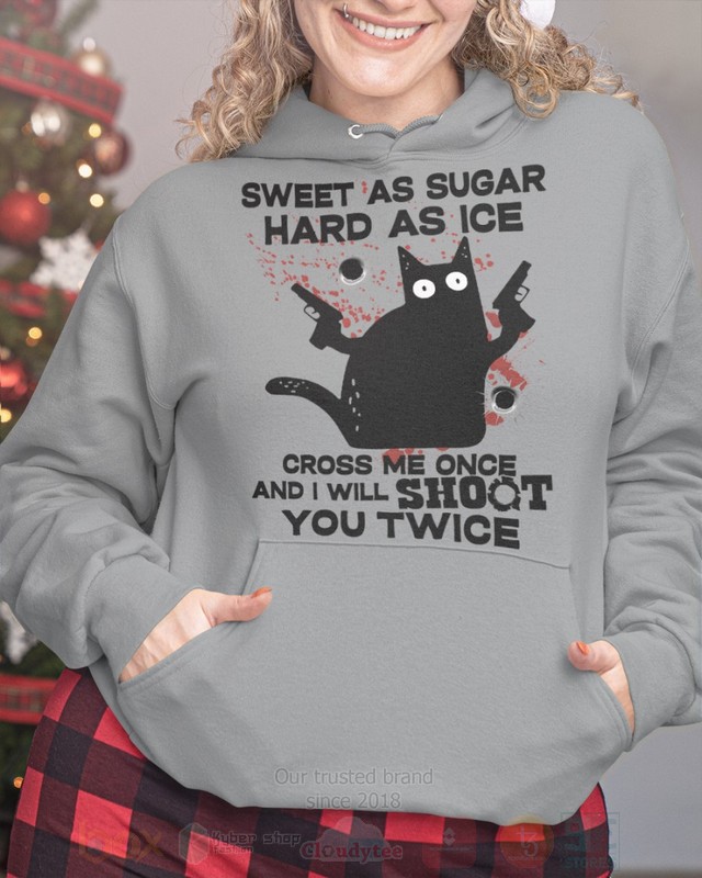 BEST Black Cat and Gun Sweet As Sugar Hard As Ice Unisex Hoodie, 2D Shirt 5 Black Cat and Gun Sweet As Sugar Hard As Ice 2D Hoodie Shirt 1 2 3 4