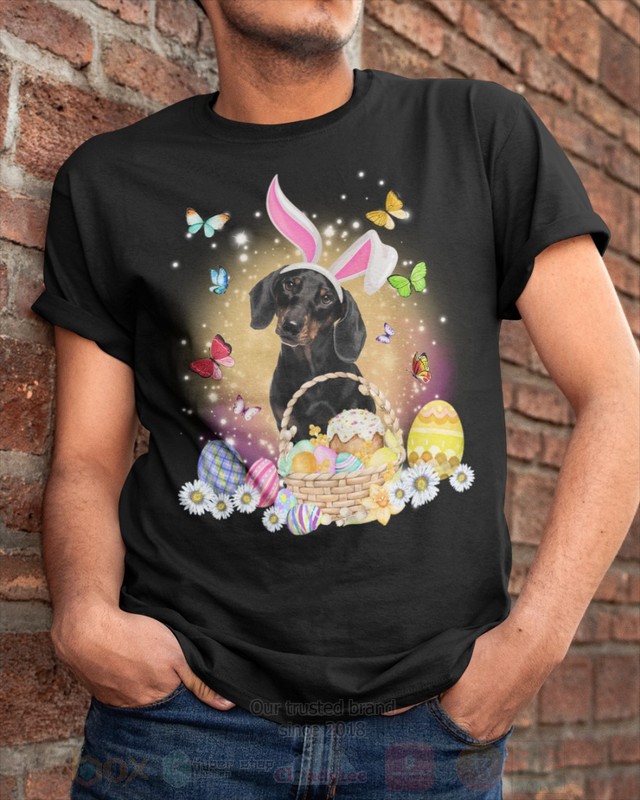 Black Dachshund Easter Bunny Butterfly 2D Hoodie Shirt 1 2 3 4 5 6 7