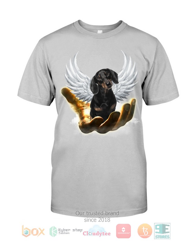 Black Dachshund Golden Hand Heaven Wings 2D shirt hoodie