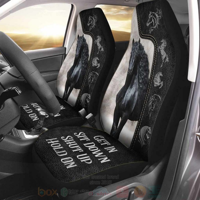 Black Horse Get In Sit Down Shut Up Hold On Car Seat Covers 1