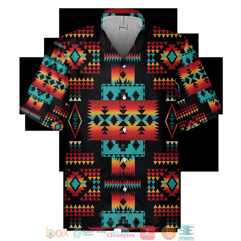 Black Orange Native Tribes Pattern Native American Hawaiian Shirt 1 Black Orange Native Tribes Pattern Native American Hawaiian Shirt