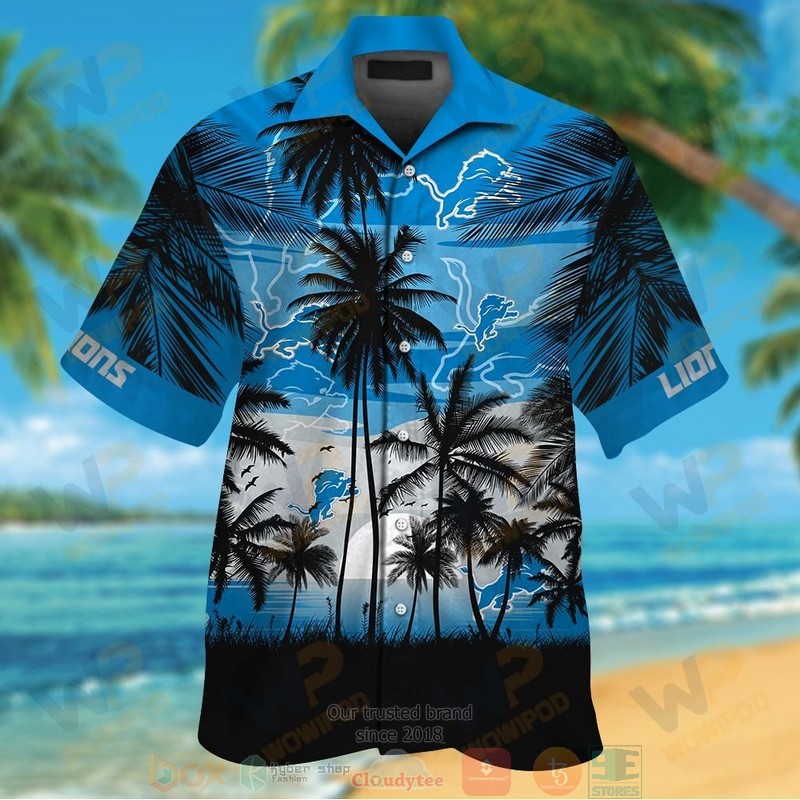 HOT Black Palm tree Detroit Lions hawaii shirt, shorts 1 Black Palm tree Detroit Lions hawaii shirt shorts