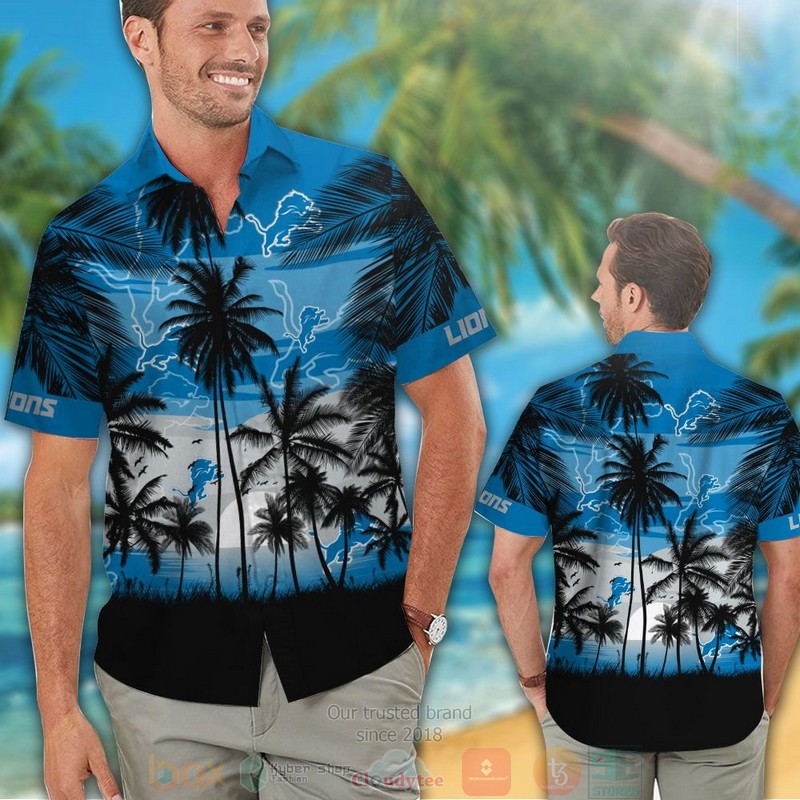HOT Black Palm tree Detroit Lions hawaii shirt, shorts 2 Black Palm tree Detroit Lions hawaii shirt shorts 1