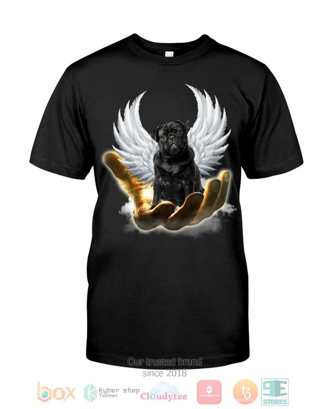 Black Pug Golden Hand Heaven Wings 2D shirt hoodie 1 2 3 4 5 6