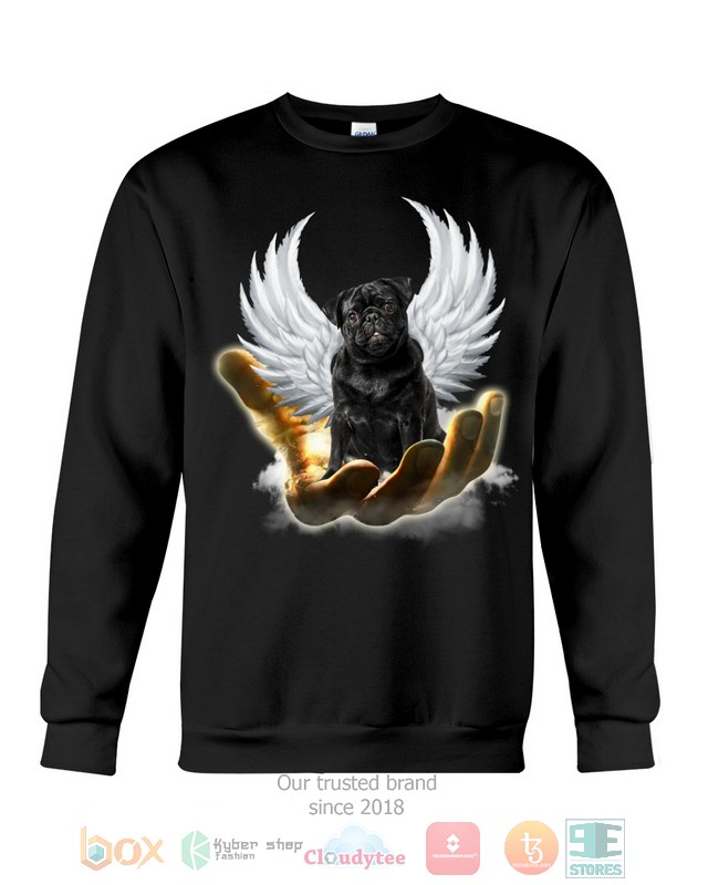 Black Pug Golden Hand Heaven Wings 2D shirt hoodie 1 2 3 4 5 6 7 8 9 10