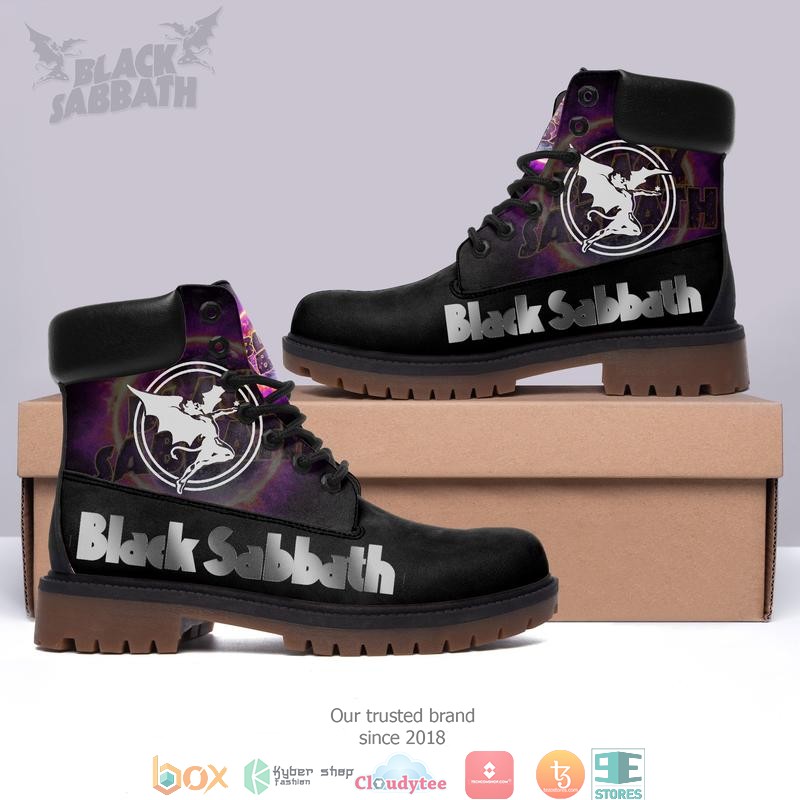 Black Sabbath Silver devil purple Timberland Boots